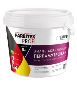 Эмаль акриловая перламутровая универсальная серебро  FARBITEX PROFI,  0,9 л