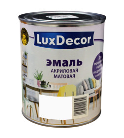 Эмаль акриловая матовая Luxdecor,  снежный белый 0,75 л