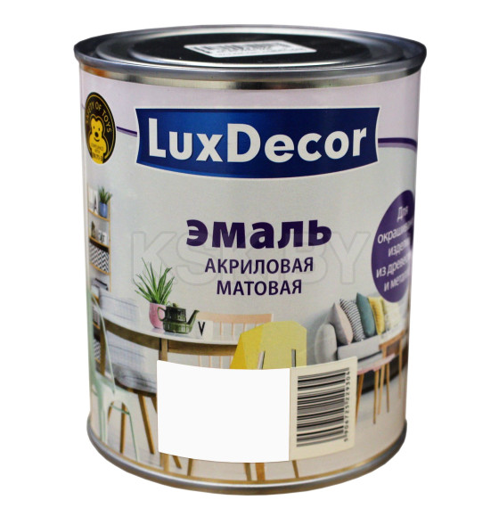 Эмаль акриловая матовая Luxdecor,  снежный белый 0,75 л