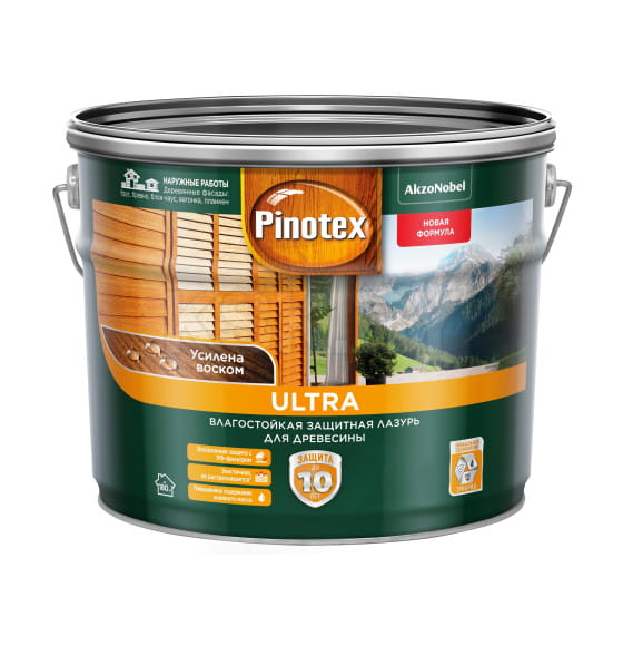 Защита для древесины Pinotex Ultra лазурь рябина,  9 л (5353891) 