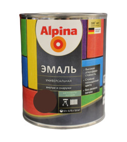 Эмаль алкидная Alpina универсальная шелковисто-матовая, шоколадный 0,75 л / 0,90 кг