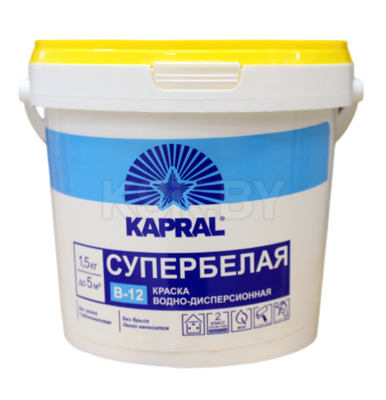 Краска водно-дисперсионная внутренняя Kapral В-12, 1 л (1,5 кг), Беларусь