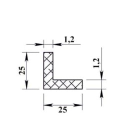 Алюминиевый уголок 25х25х1,2(2,7м) черный  Уп 09-27.2700.515