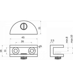 Полкодержатель для стеклянной полки WP2710,хром