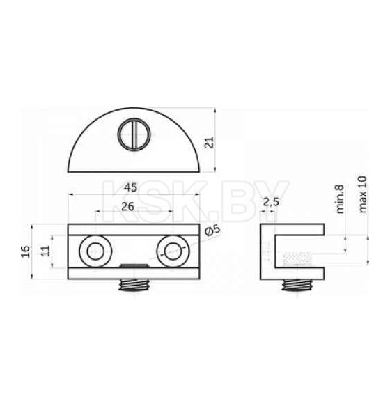 Полкодержатель для стеклянной полки WP2710,хром (38334) 