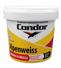 Краска водно-дисперсионная внутренняя CONDOR Alpenweiss, 1 л (1,5 кг), РБ