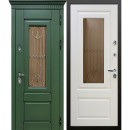 Дверь входная "Боссика" Зеленый,черная патина/слоновая кость  (правая)  960х2050 мм