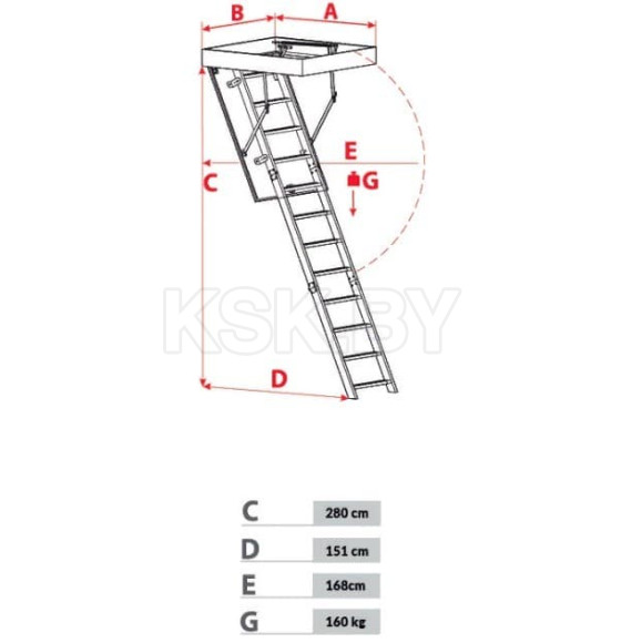 Лестница чердачная OMAN Maxi 60x120x280 см. (TSS20042) 