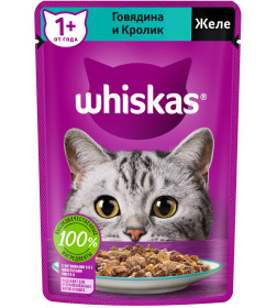 Корм влажный Whiskas желе говядина и кролик 75 г