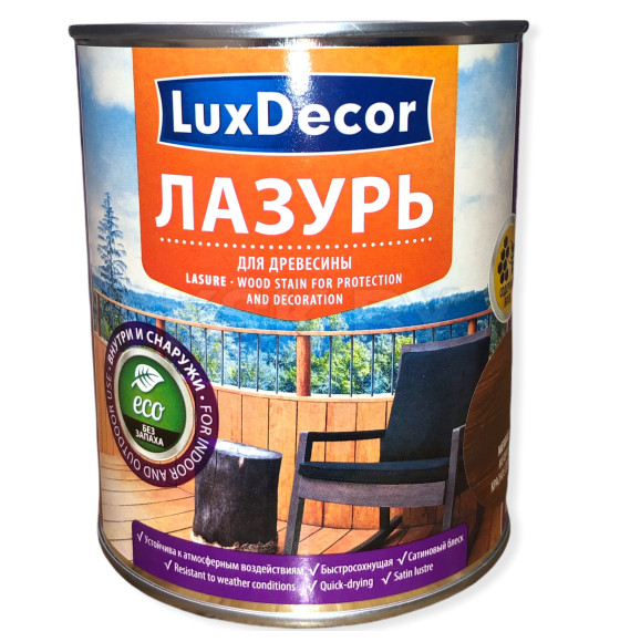 Лазурь для древесины LuxDecor 0.75 л. красное дерево