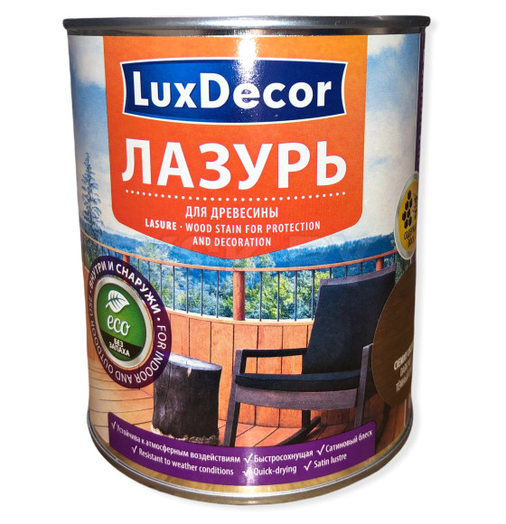 Лазурь для древесины LuxDecor 0.75 л. темный орех