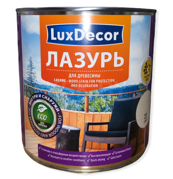 Лазурь для древесины LuxDecor 2,5 л. белый