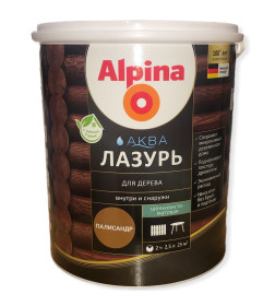 Лак акриловый водно-дисперсионный Alpina Аква Лазурь для дерева цветная, Палисандр, 2,5 л/2,5 кг