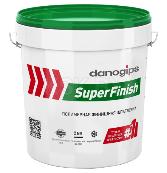 Шпатлевка полимерная, пастовый состав Danogips SuperFinish (СуперФиниш) 18,1 кг/11л