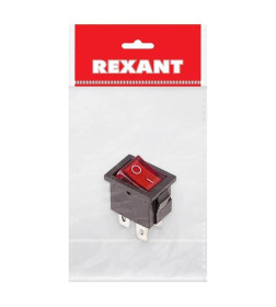 Выключатель клавишный 250V 6А (4с) ON-OFF красный с подсветкой Mini (RWB-207, SC-768)  REXANT