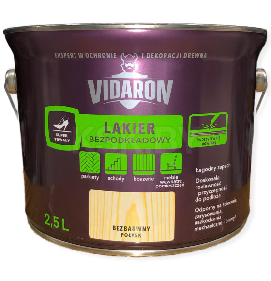 Лак паркетный Vidaron глянцевый,  2,5 л (2.5 кг), ПОЛЬША