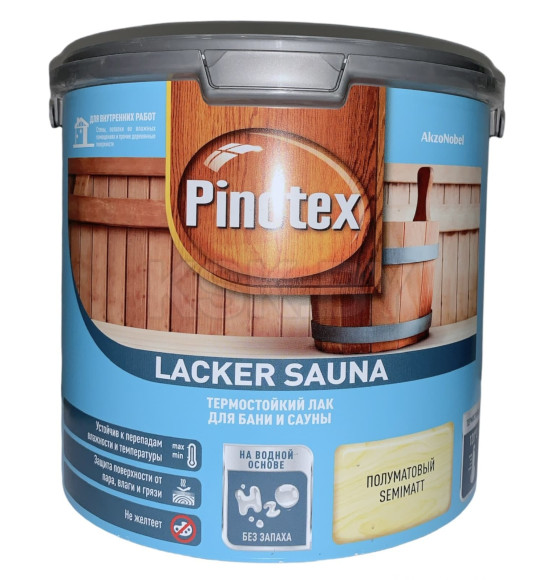 Декоративно-защитный Лак декоративно-защитный Pinotex Lacker Sauna 20 полуматовый ,  2,7 л (5254108) 