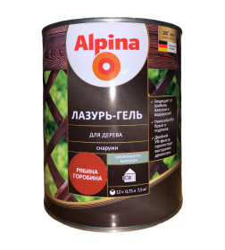 Лазурь-гель для дерева Alpina шелковисто-матовая, алкидное, рябина 0,75 л / 0,66 кг