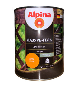 Лазурь-гель для дерева Alpina шелковисто-матовая, алкидное, кедр 0,75 л / 0,66 кг