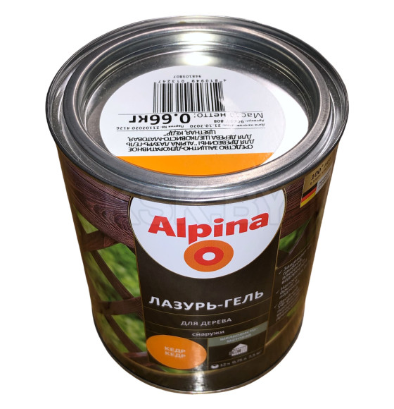 Лазурь-гель для дерева Alpina шелковисто-матовая, алкидное, кедр 0,75 л / 0,66 кг (948103808) 