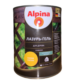 Лазурь-гель для дерева Alpina шелковисто-матовая, алкидное, сосна 0,75 л / 0,66 кг