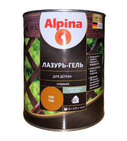 Лазурь-гель для дерева Alpina шелковисто-матовая, алкидное, тик 0,75 л / 0,66 кг