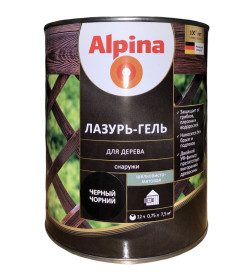 Лазурь-гель для дерева Alpina шелковисто-матовая, алкидное, чёрный 0,75 л / 0,66 кг