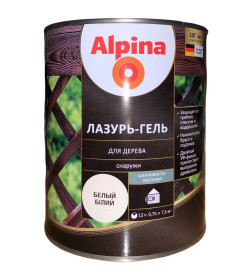 Лазурь-гель для дерева Alpina шелковисто-матовая, алкидное, белый 0,75 л / 0,7 кг