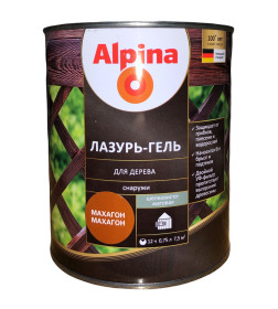 Лазурь-гель для дерева Alpina шелковисто-матовая, алкидное, махагон 0,75 л / 0,66 кг