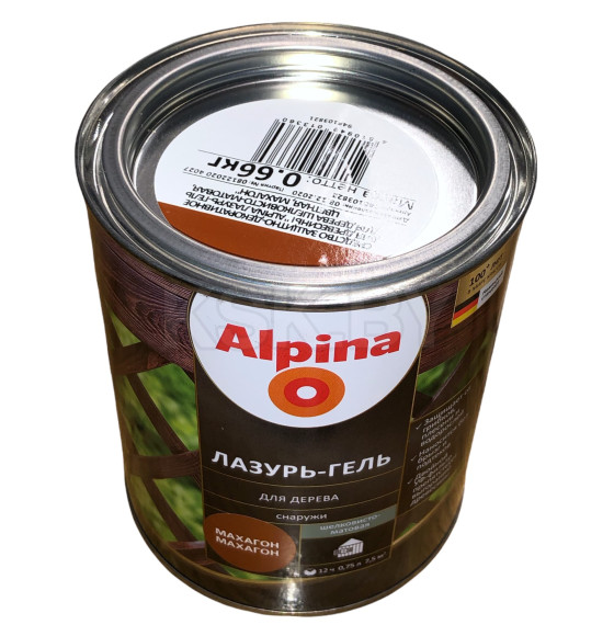 Лазурь-гель для дерева Alpina шелковисто-матовая, алкидное, махагон 0,75 л / 0,66 кг (948103822) 