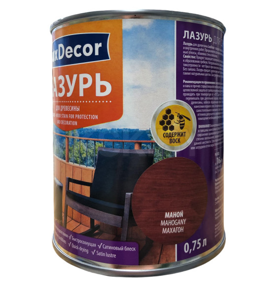 Лазурь для древесины LuxDecor 0.75 л. махагон