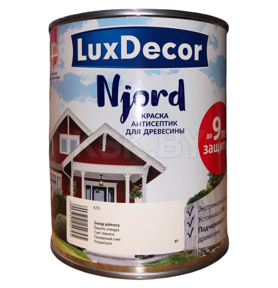 Краска антисептик для древесины Luxdecor Njord Полярный снег 0.75л. 