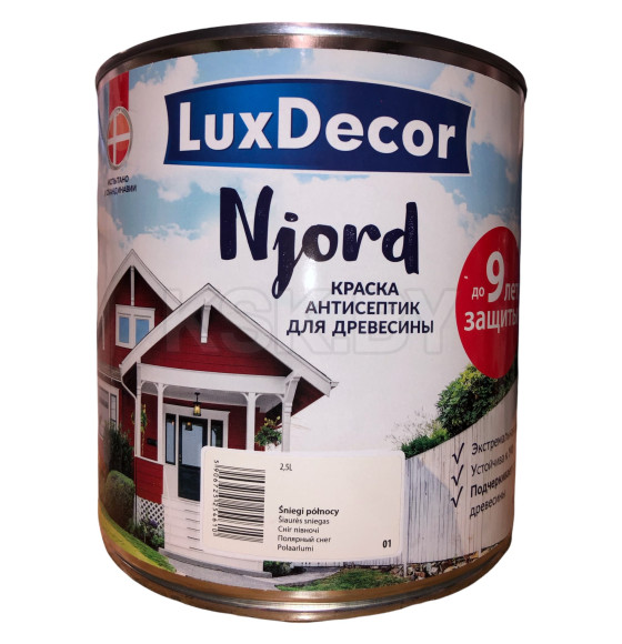 Краска антисептик для древесины Luxdecor Njord Полярный снег 2.5л. 