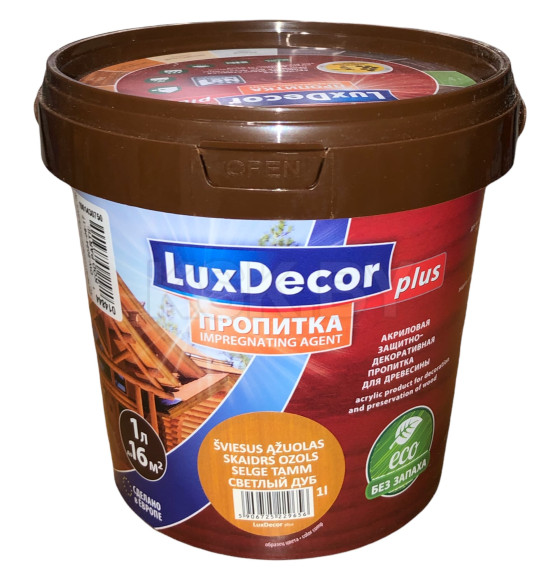 Пропитка декоративная для дерева LuxDecor светлый дуб 1л. 