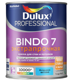 Краска водно-дисперсионная внутренняя DULUX Prof Bindo 7 матовая для стен и потолков белая ,  1 л ( 1,3 кг)