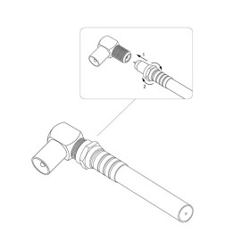 Переходник антенный, (гнездо F - штекер TV), угловой PROconnect