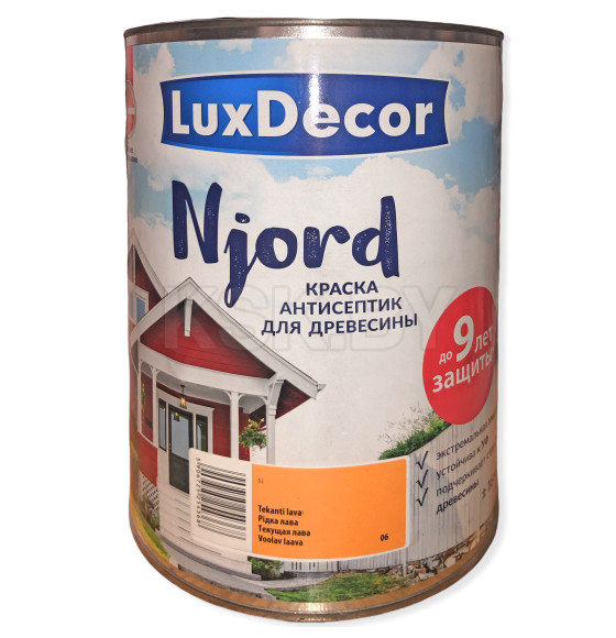 Краска антисептик для древесины Luxdecor Njord Текущая лава 5л. 