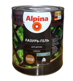 Лазурь-гель для дерева Alpina шелковисто-матовая, алкидное, палисандр 2,5 л / 2,2 кг