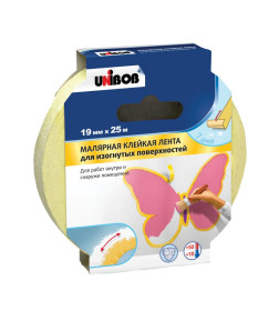 Лента малярная 19мм х 25м для изогнутых поверхностей UNIBOB