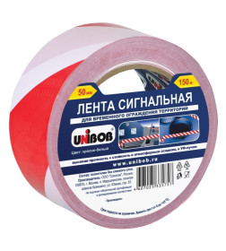 Лента сигнальная  50мм х150м бело-красная UNIBOB