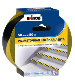 Лента сигнальная  50мм х150м желто-черная UNIBOB