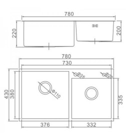 Мойка кухонная премиум GERHANS K37843B-S  графит 780*430