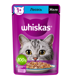 Корм влажный Whiskas желе с лососем 75 г