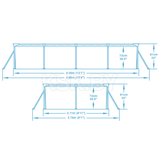 Бассейн каркасный Bestway Steel Pro 400x211x81см (56405) 