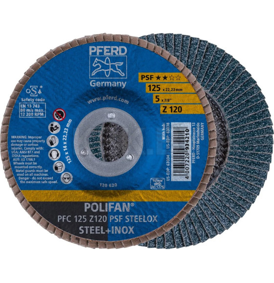 Круг лепестковый шлифовальный 125мм PFERD POLIFAN PSF z120 (934210) 