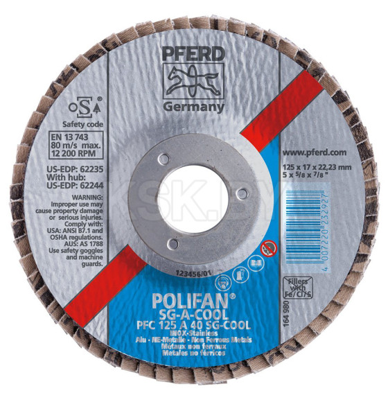 Круг лепестковый шлиф по алюминию POLIFAN PFC 125 A40 SG-Cool (232927) 