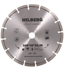 Диск алмазный 230х10х22.23мм Hilberg серия Hard Materials Laser