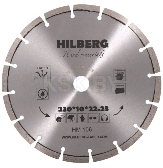 Диск алмазный 230х10х22.23мм Hilberg серия Hard Materials Laser (HM106) 