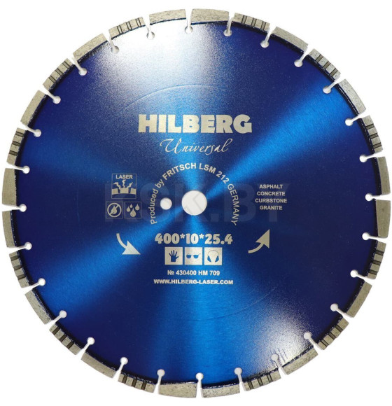 Диск алмазный отрезной Hilberg Universal Laser 400*10*25,4/12 mm (HM709) 