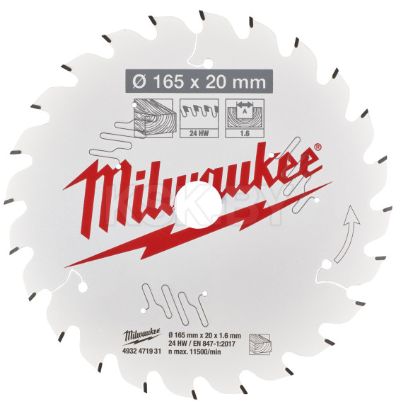 Диск пильный 165x20x1.6x24 Milwaukee (4932471931) 